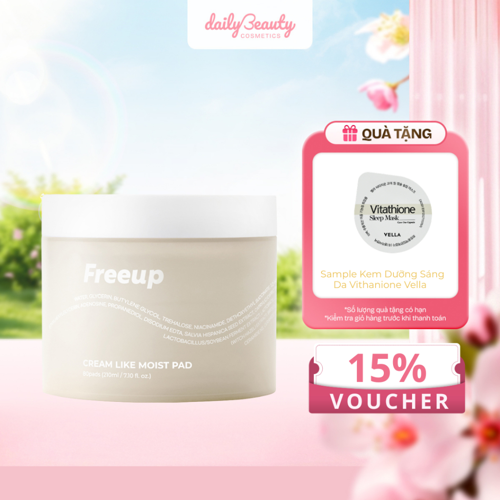 Toner Pad Dưỡng Ẩm Dạng Sữa Kem Freeup Cream Like Moist Pad hộp 80pads