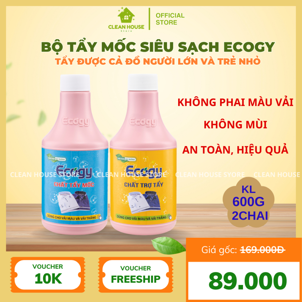 [ECOGY] TẨY MỐC SIÊU SẠCH ECOGY KHÔNG MÙI, chuyên tẩy mốc trên đồ trắng và đồ màu, an toàn và hiệu q