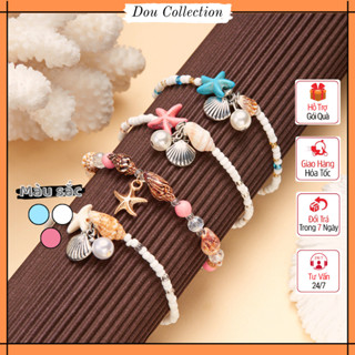 Vòng Lắc Chân Phụ Kiện Nữ Hạt Cườm Nhỏ Xinh Phối Charm Sao Biển Nổi Bật Mùa Hè - Du Lịch - Dạo Phố - Quà Tặng - Mã LC01