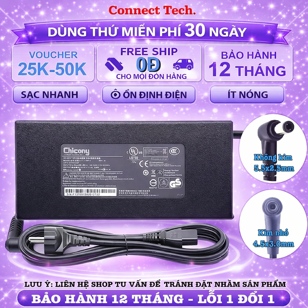 Sạc Laptop MSI GP63 GP63 GF63 GF66 GF75 GF76 Thin 8RD 8RE 8SC 9SC 9SD 10SC 10SD 10UE 11SC 11UC 11UD 