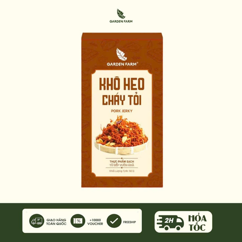 Khô Heo Lăn Tỏi Garden Farm – Hộp Giấy 50g