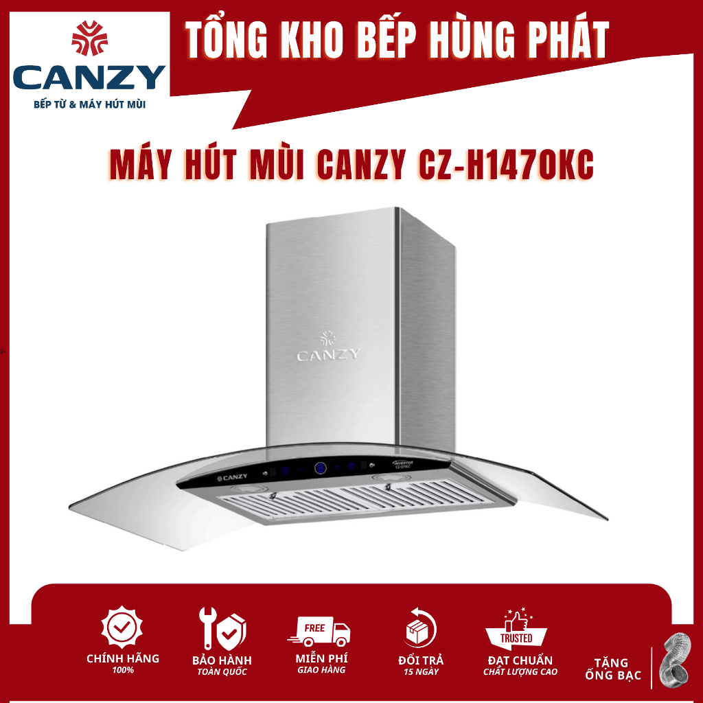 Máy Hút Mùi CANZY CZ-H1470KC-2026 CZ - Q70LC DB70Q, Cảm Ứng, Cảm Biến Vẫy Tay, Động Cơ Khỏe