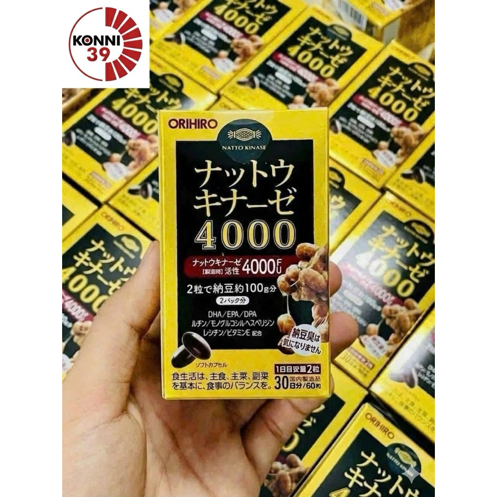 Viên Uống Nattokinase 4000 Orihiro Nhật Bản – Hỗ Trợ Lưu Thông Máu, Tuần Hoàn Não, Tim Mạch Khỏe – H