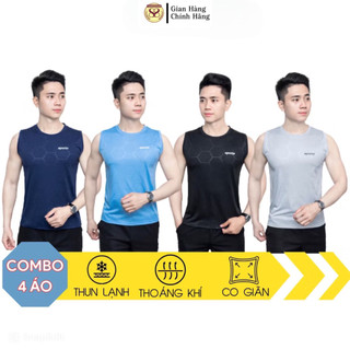 Combo 4 chiếc áo thun ba lỗ, vải co giãn, dập vân cao tần
