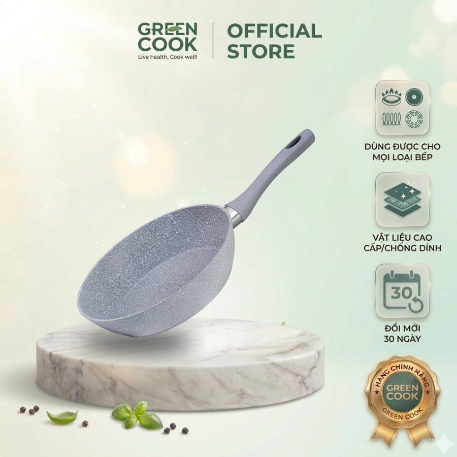Chảo đáy từ vân đá GCP02 chống dính PFOA free GREEN COOK