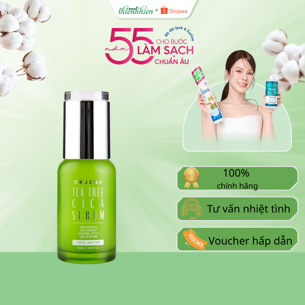 Tinh Chất Orjena Tràm Trà & Rau Má 45ml – Serum Làm Dịu Da, Hỗ Trợ Da Dầu Mụn, Dưỡng Ẩm Và Phục Hồi 