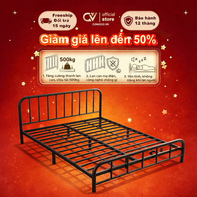 CONOCO Giường sắt khung giường thép  chịu lực tốt không gỉ không kêu hợp phòng cho thuê