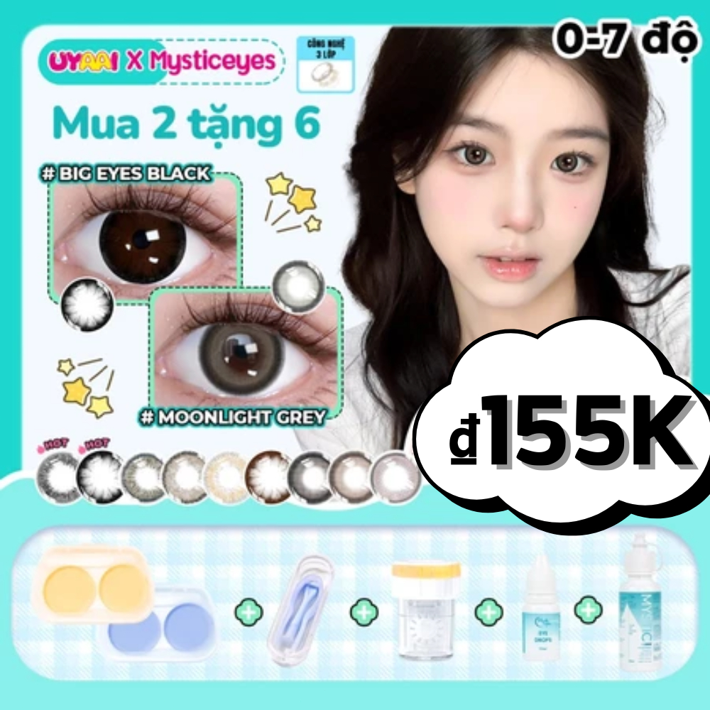 [Mua 2 tặng 6] kính áp tròng MCK1 0-7 độ, hàm lượng nước 40%, 14mm 14.2mm 14.5mm, dùng một lần nửa n