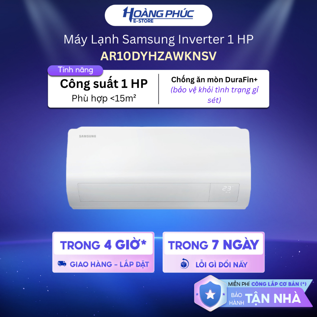 Máy Lạnh Samsung Inverter 1 HP AR10DYHZAWKNSV {Ship HCM 0Đ}