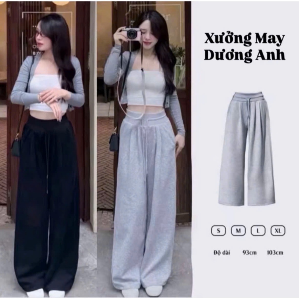 Quần Ống Rộng Bản Cạp To Chất Nỉ 2 Da Quần Ống Rộng Hàn Quốc Eo Cao Tôn Dáng | BigBuy360 - bigbuy360.vn