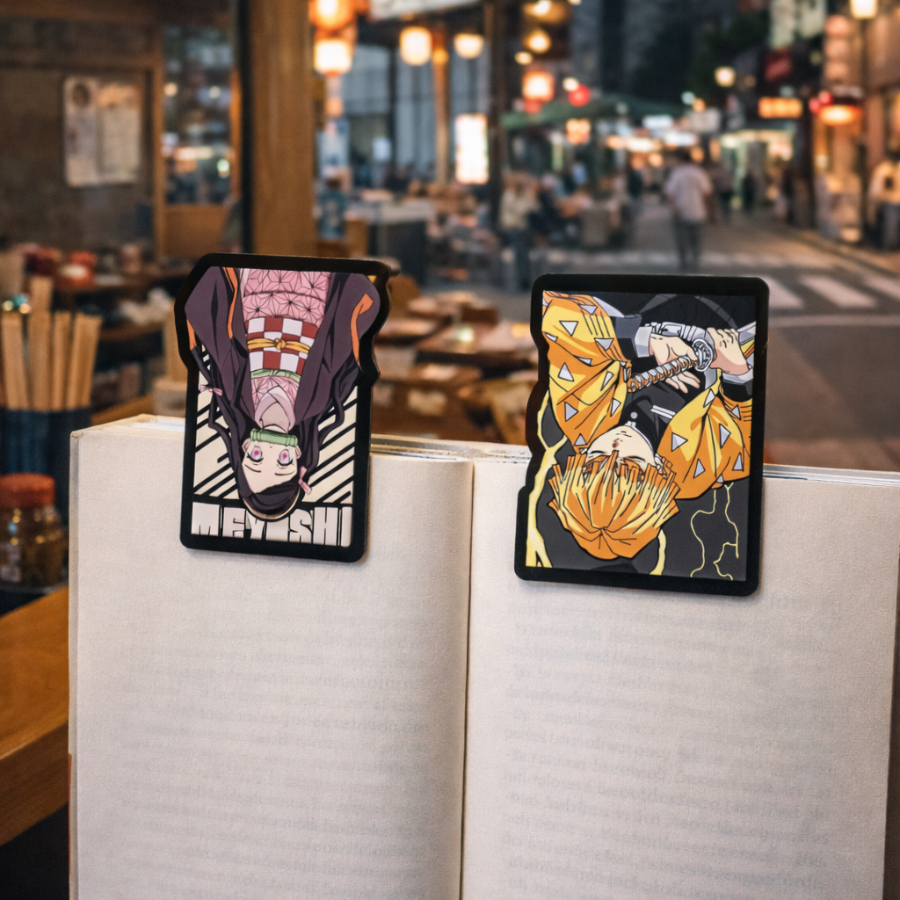 Set 2 Mẫu Bookmark Kẹp Sách Nam Châm Đánh Dấu Trang Tiện Lợi Nezuko x Zenitsu Demon Slayer