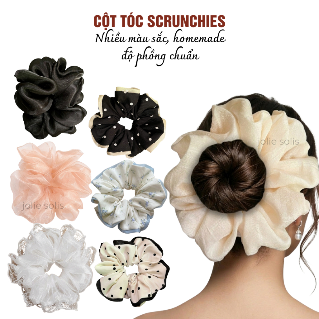 Dây Cột Tóc Vải Scrunchies Phồng To Cực Đẹp