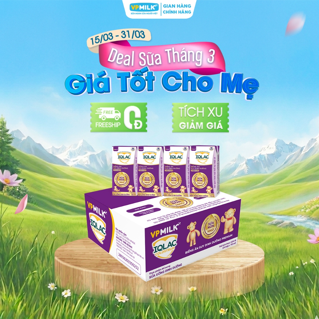 [Thùng 24 hộp] Sữa uống dinh dưỡng VPMilk IQLAC Colostrum Biếng ăn, suy dinh dưỡng premium - Hộp 110