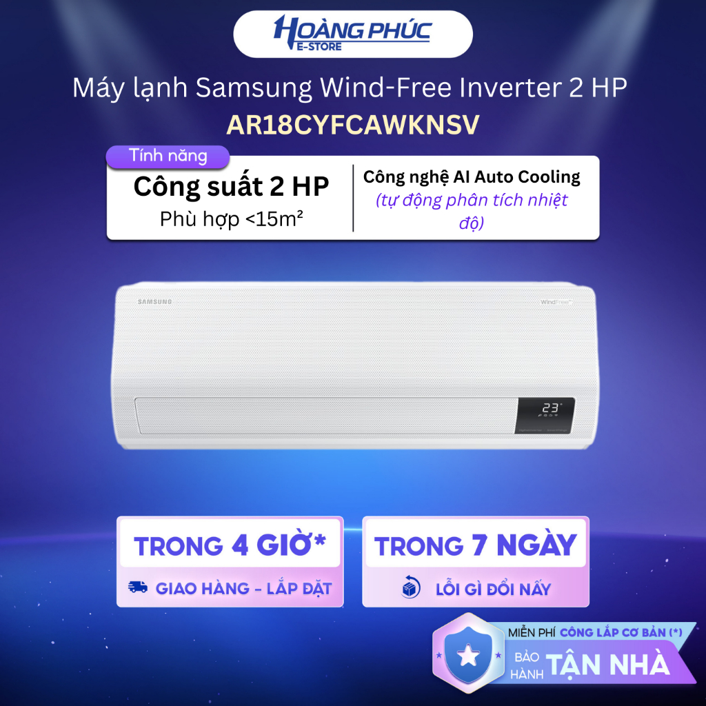 Máy Lạnh Samsung Wind-Free Inverter 2 HP AR18CYFCAWKNSV {Ship HCM 0Đ}