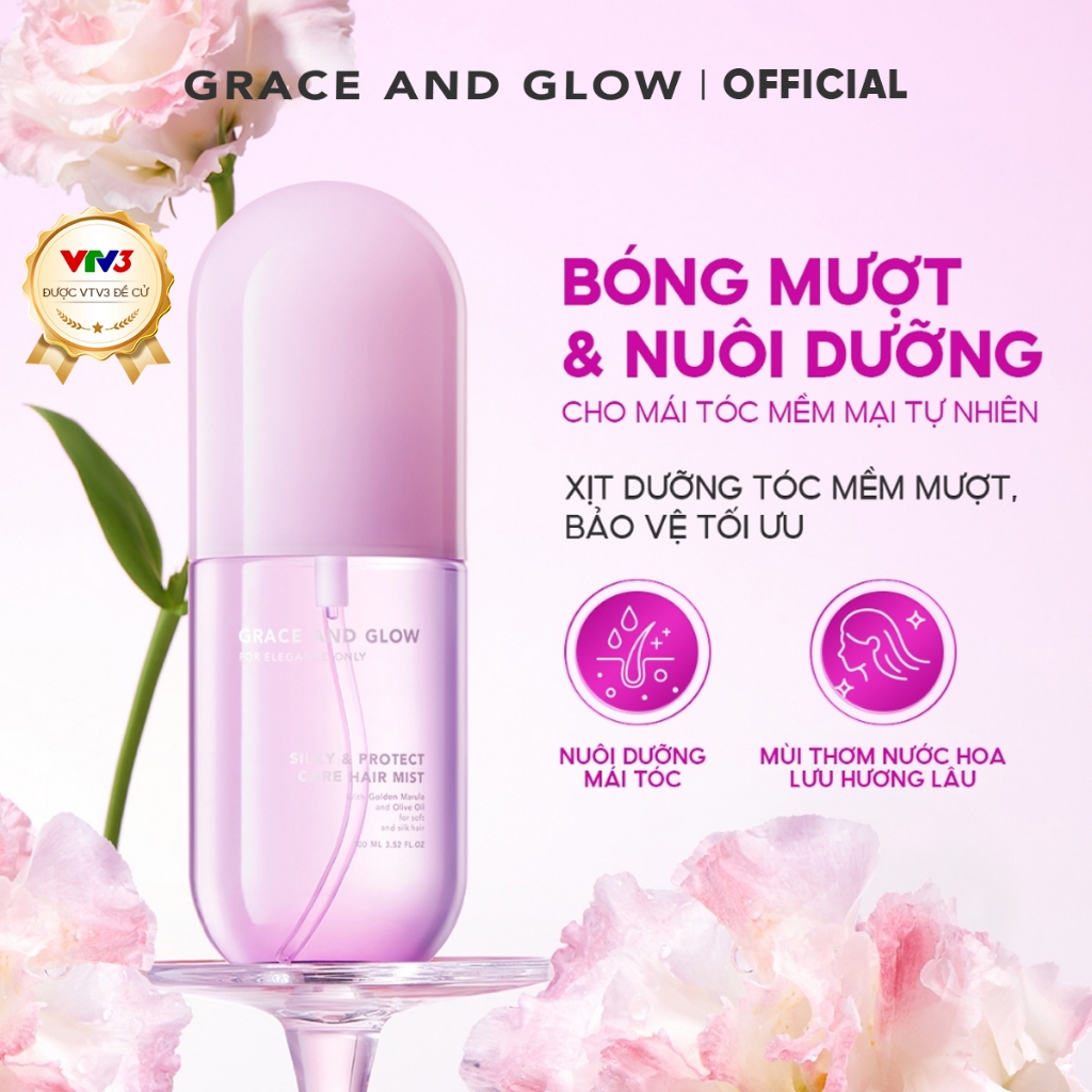 Xịt dưỡng tóc Grace and Glow Black Opium không cồn Hair Mist Spray with Golden Marula + Olive Oil 10