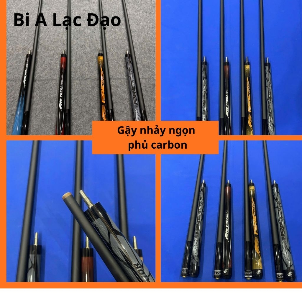 Cơ nhảy bida, Gậy nhảy bi a PREDATOR phủ carbon, Gậy bida nhảy phủ, gậy cá nhân, câu lạc bộ dùng cho
