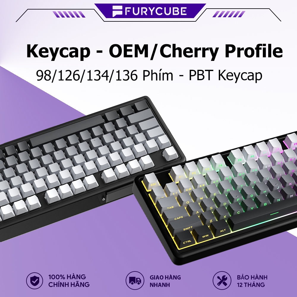 Keycap Contour ZIFRIEND Xuyên LED Đường Viền, 98/126/134/136 Phím OEM/Cherry Profile, PBT Keycap