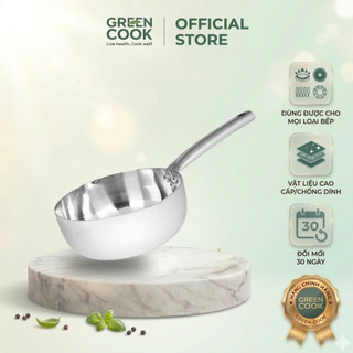 Chảo Sâu Inox 3 Lớp Nguyên Khối Miệng Rót Green Cook GCP255-20IH