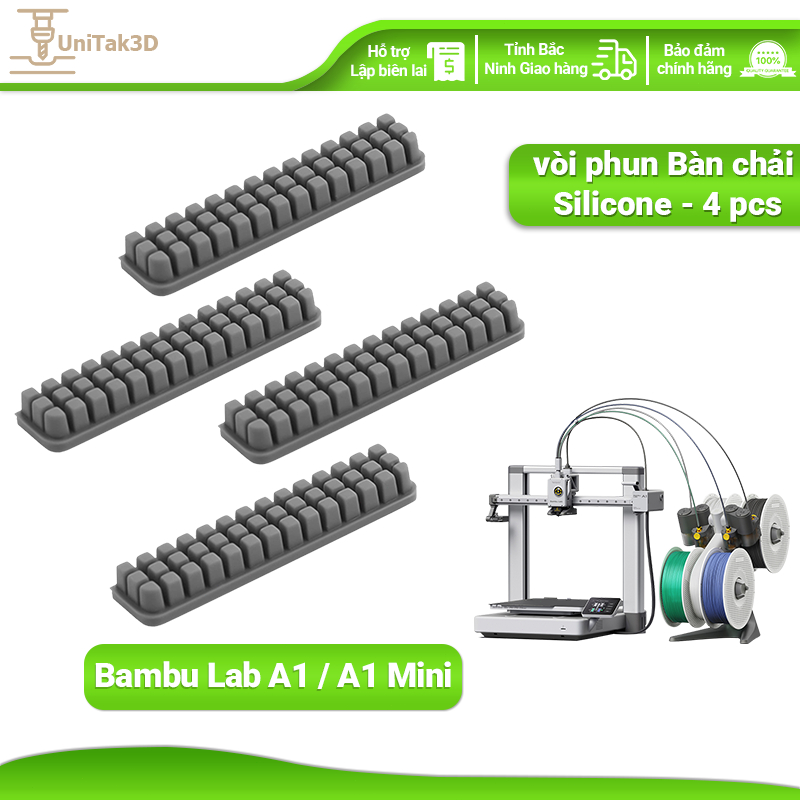 UniTak3D Máy in 3D Bambu Lab for A1/A1 Mini Bàn chải silicone vòi phun-4 pcs Công cụ làm sạch Heatbe