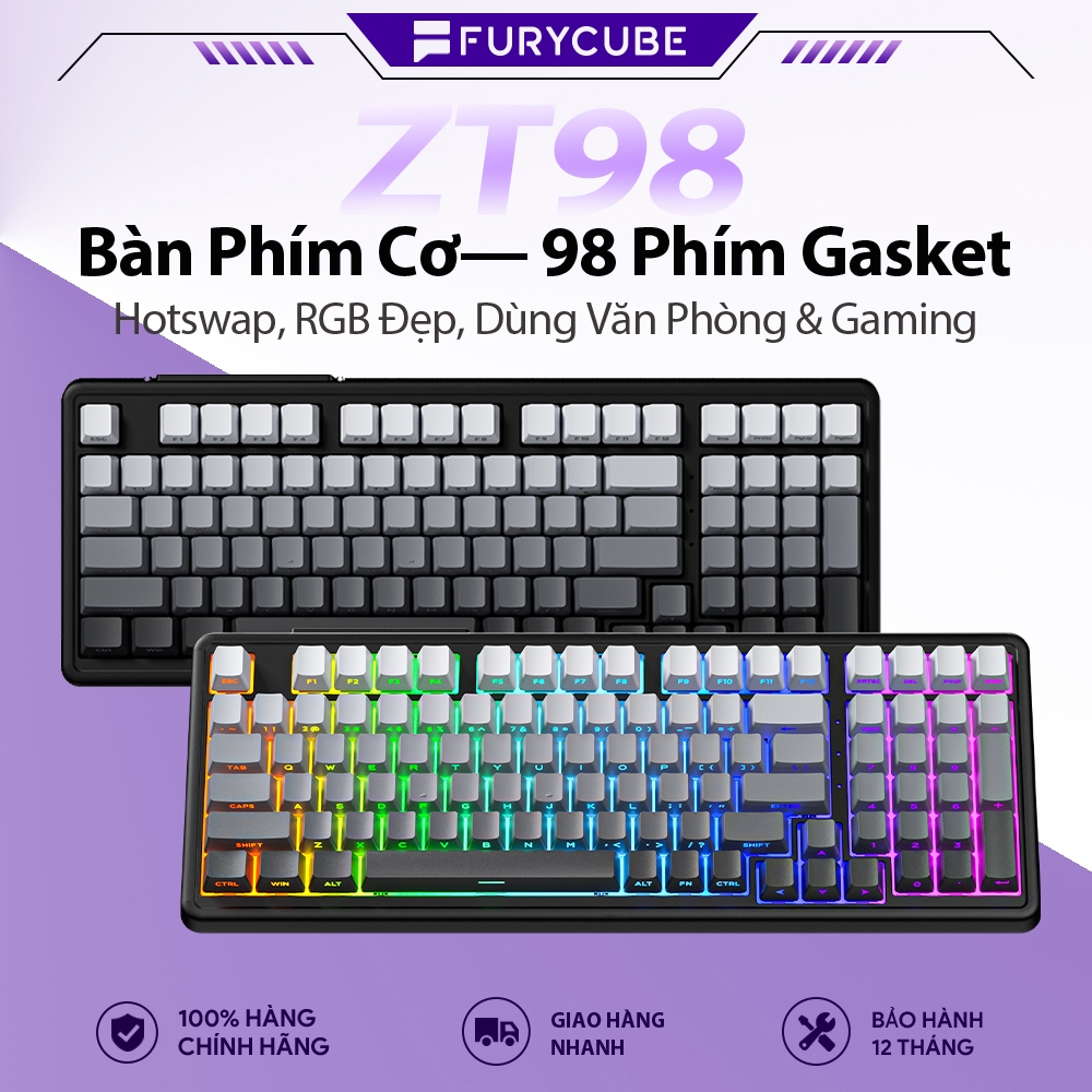 Bàn Phím Cơ Gaming ZIFRIEND ZT98 – 98 Phím Layout, Hotswap, Gasket Mount, RGB LED, Văn Phòng