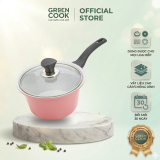Nồi đúc ceramic vân đá đáy từ chống dính 18cm Green Cook GCS02-18IH - quánh