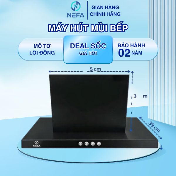 [ Chính hãng ] Máy hút mùi bếp Nefa SRH-600 290w – máy hút khói khử mùi nhà bếp hút mạnh, thiết kế sang trọng 20-35m²