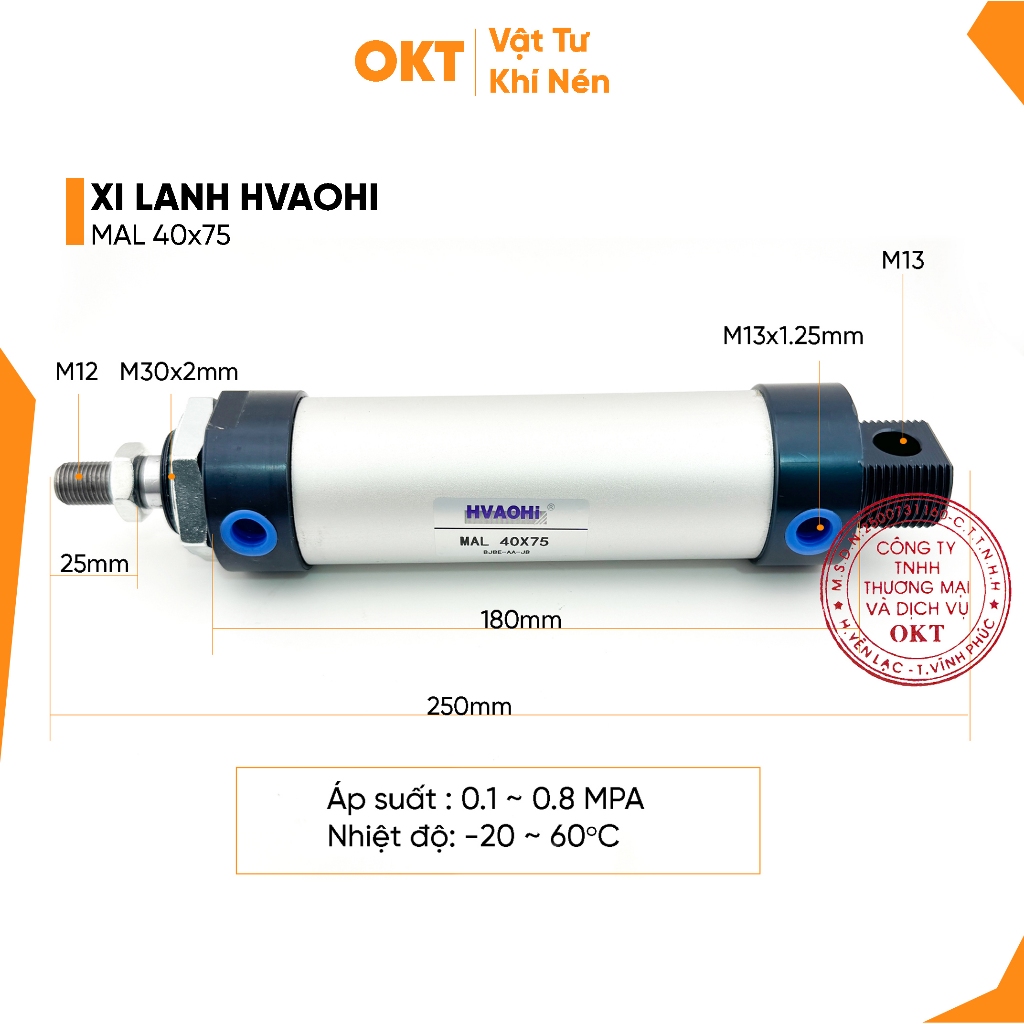 Xi Lanh Khí Nén SMAL (Tròn) - Piston Khí Nén Tròn - HVAOHI