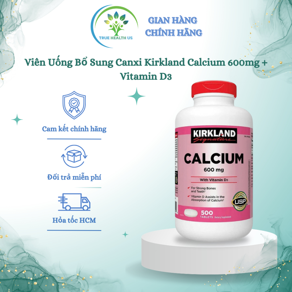 Viên Uống Bổ Sung Canxi Kirkland Calcium 600mg Và Vitamin D3