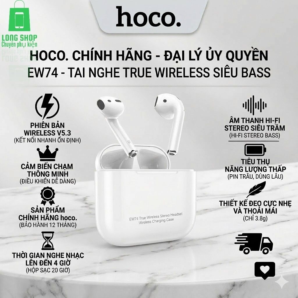 ​Tai Nghe Bluetooth Hoco ES39 Plus - Diamond Chính Hãng - Âm Thanh Hi-Fi Stereo Siêu Bass Bluetooth 