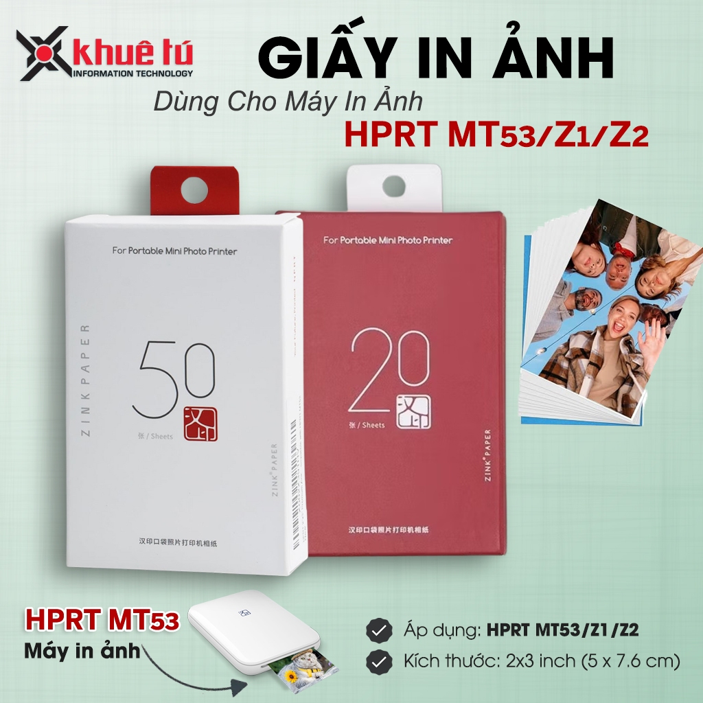Giấy In Ảnh Nhiệt HPRT 2x3 inch Tương Thích Máy Ảnh MT53/Z1/Z2 - Hỏa tốc HCM
