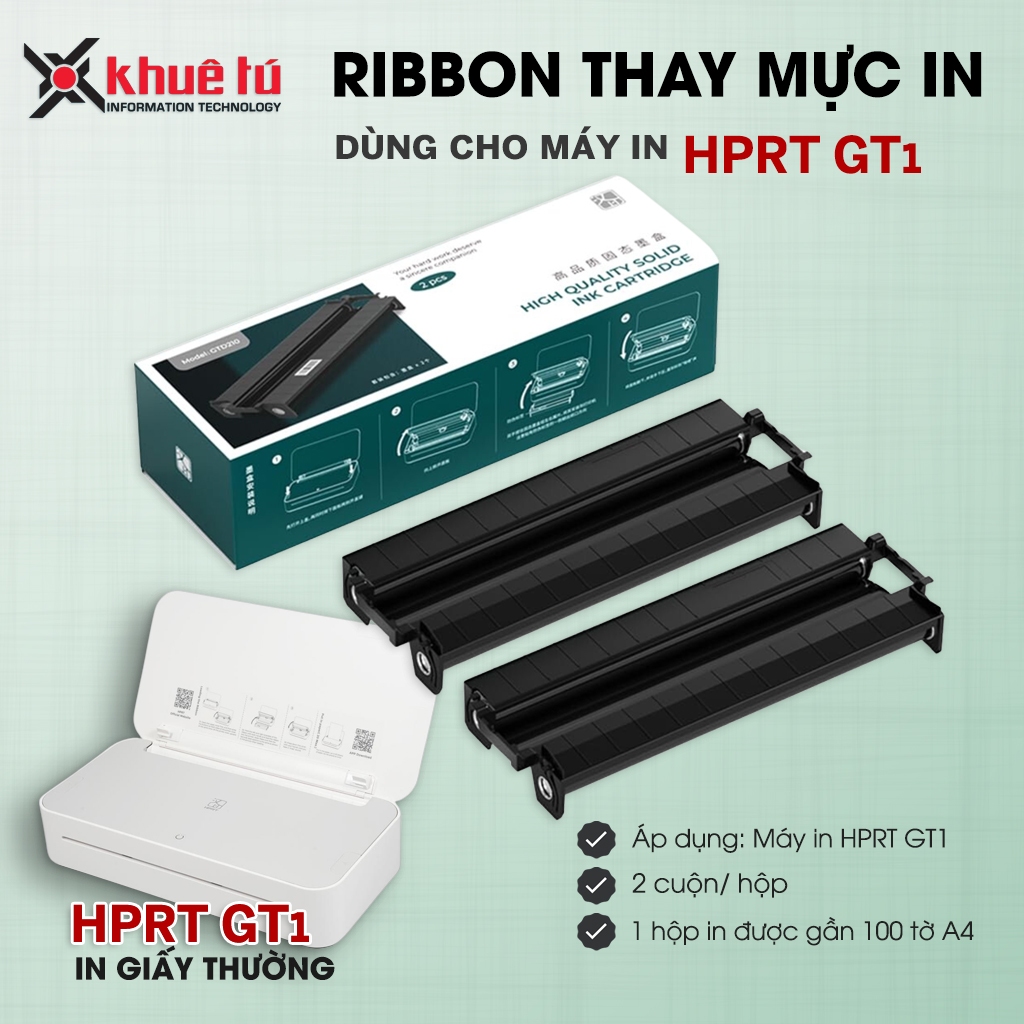 Bộ 2 Ribbon Chính Hãng HPRT GT1 – In Rõ Nét, Thay Dễ Dàng