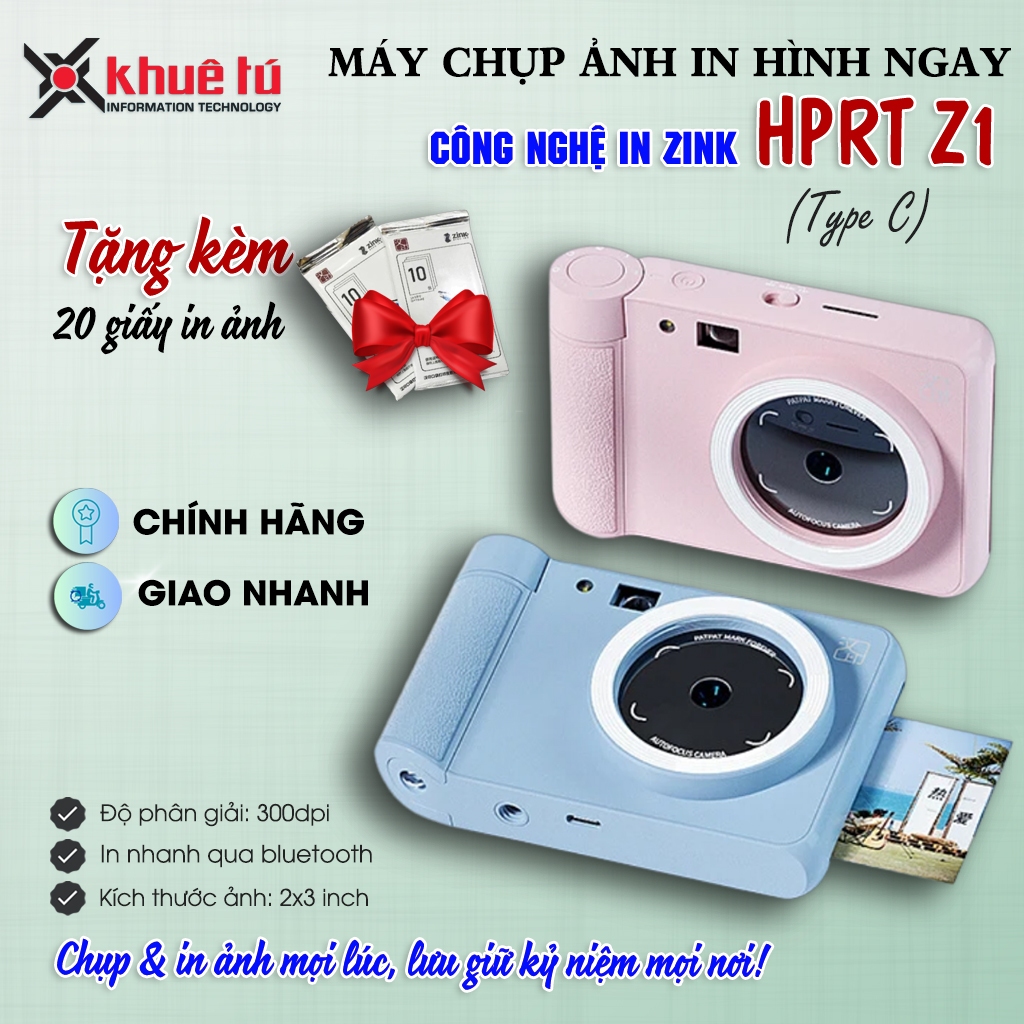Máy Chụp Ảnh In Hình Ngay HPRT Z1 - 300 DPI - In Ảnh Nhanh Từ Điện Thoại Qua KN Bluetooth - Hỏa Tốc 
