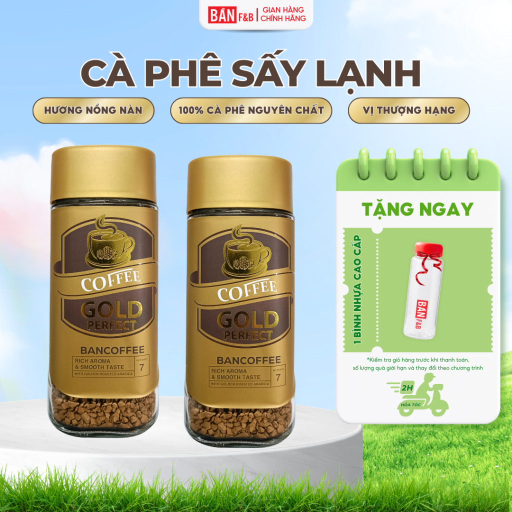 [MỚI] Cà Phê Sấy Lạnh Robusta Coffee Gold Perfect Bản F&B | 100% Cà Phê Robusta Không Đường, Ít Calo