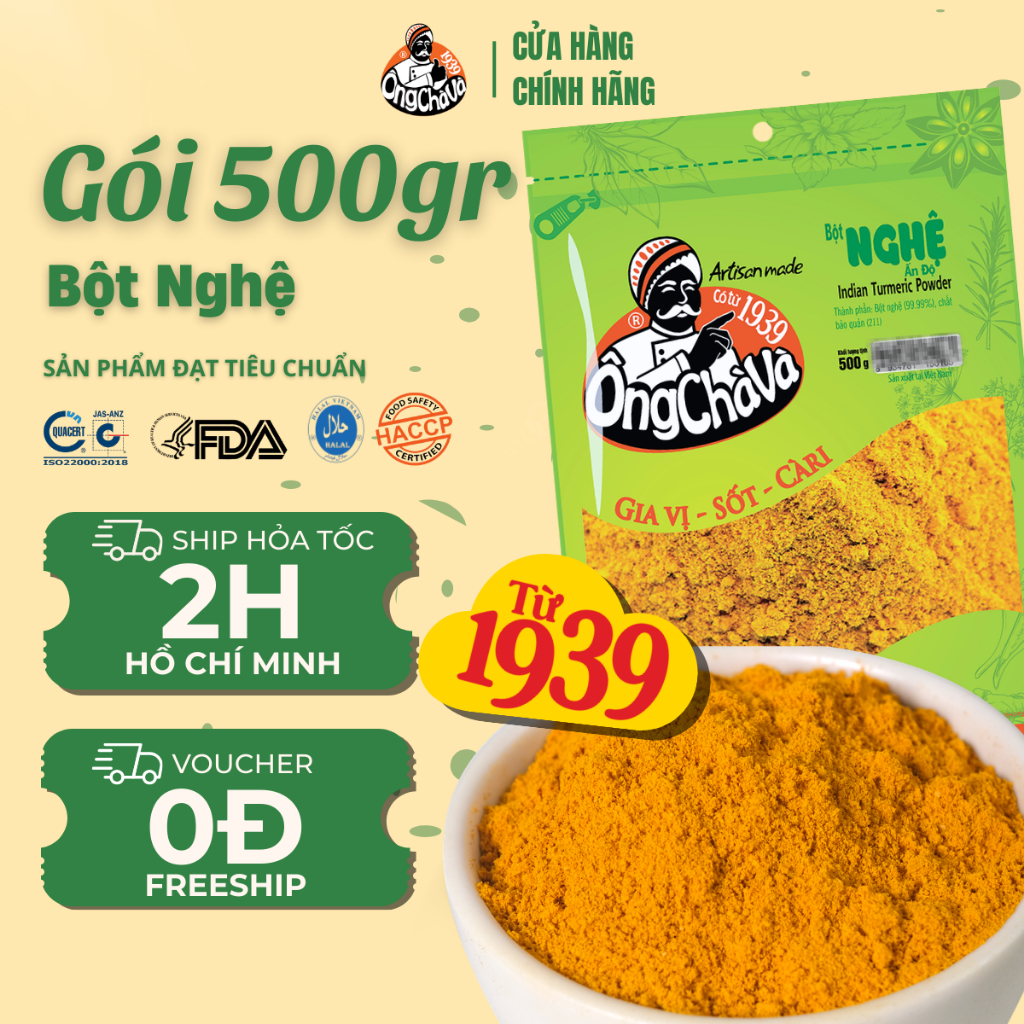 Bột Nghệ Ấn Độ Ông Chà Và 500g (Indian Turmeric Powder)