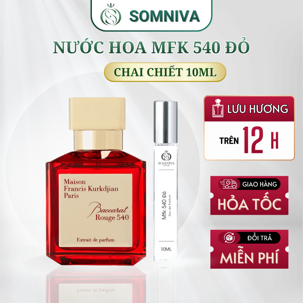 Nước Hoa Nam Nữ MFK 540 Chai chiết 10ML l - Mùi Hương Ngot ngào, Sang trọng, Thu hút - SOMNIVA Perfu