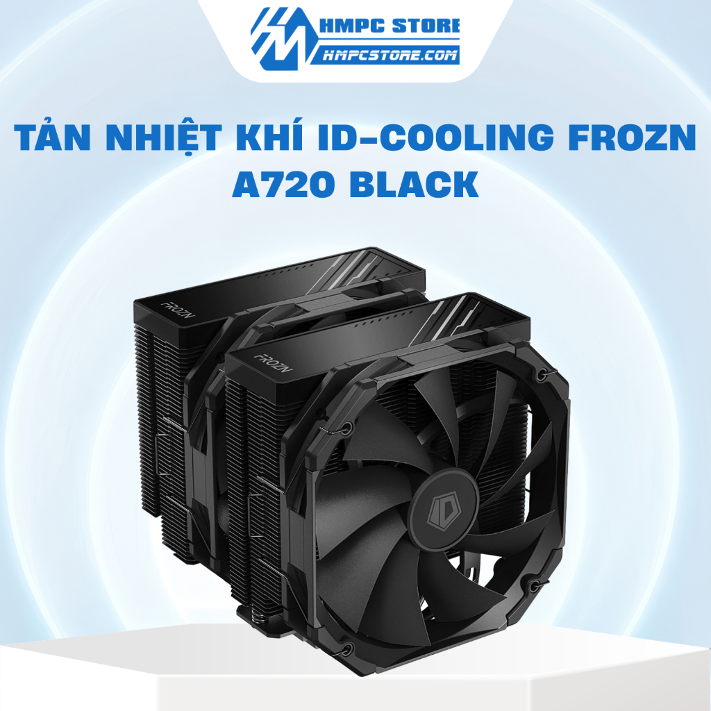 Tản nhiệt khí ID-COOLING FROZN A720 BLACK | Tháp đôi, 7 ống đồng, hiệu năng cao, Fan 140mm x 2, BH 3