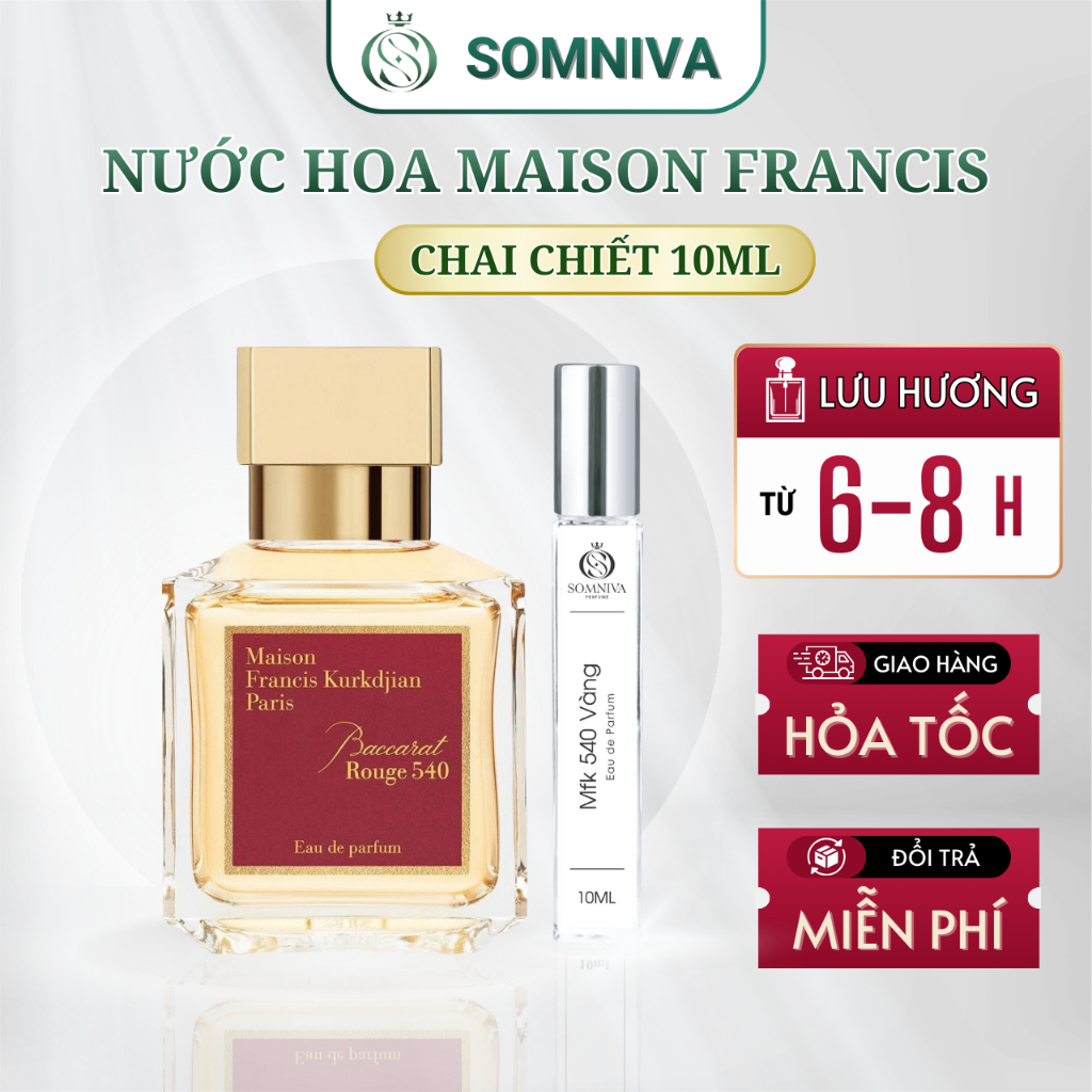 Nước Hoa Unisex MFK 540 Vàng EDP Chiết 10ML , Hương Gỗ Sang Trọng, Lưu Hương, Đỉnh Cao - SOMNIVA Per