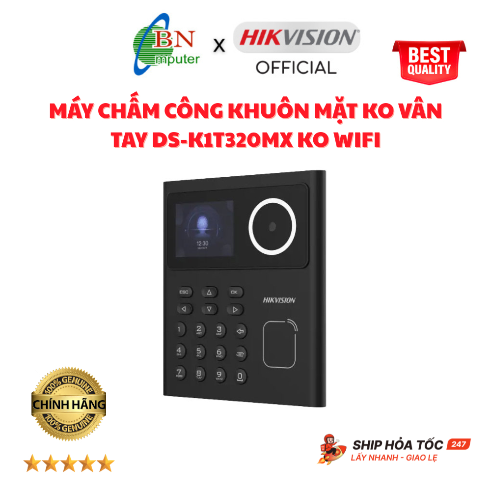 Máy chấm công khuôn mặt không vân tay DS-K1T320MX không wifi