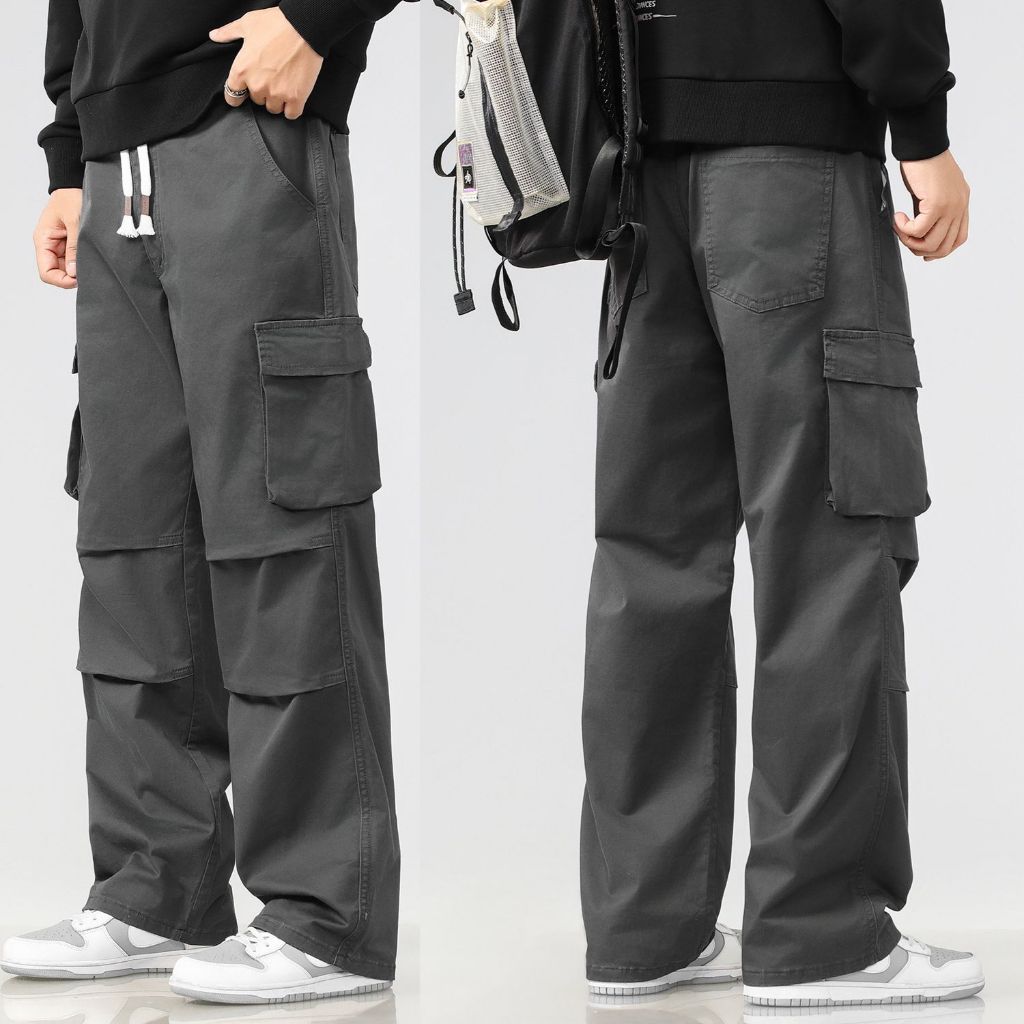 Quần dài cargo túi hộp nam bigsize 80-150kg form rộng ống dài vải kaki Size 1XL-8XL