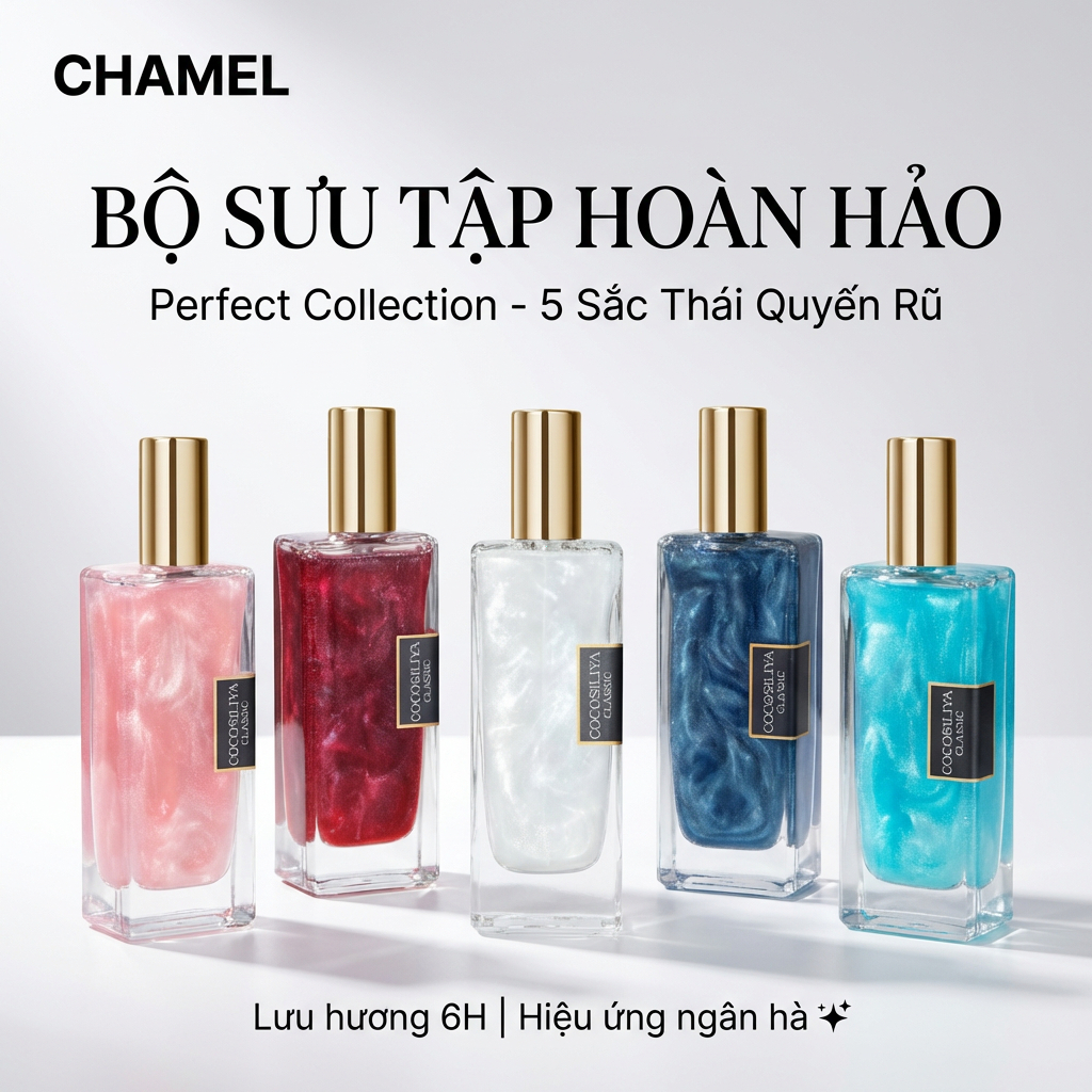 Nước Hoa Lưu Sa CHAMEL - Nhũ Chảy Lấp Lánh, 5 Màu Quyến Rũ, Thơm Lâu