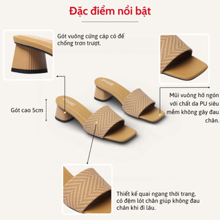 Guốc Cao Gót 5cm Nữ Kiểu Kẻ Ngang Pixie E117