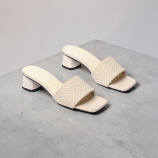 Guốc Cao Gót 5cm Nữ Kiểu Kẻ Ngang Pixie E117