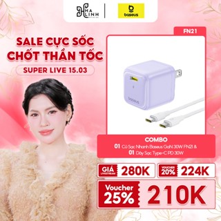 [VÕ HÀ LINH x BASEUS] COMBO Củ Sạc Nhanh Baseus GaN 30W FN21 & Dây Sạc Type-C PD 30W Kiểm Soát Nhiệt Thông Minh Mini