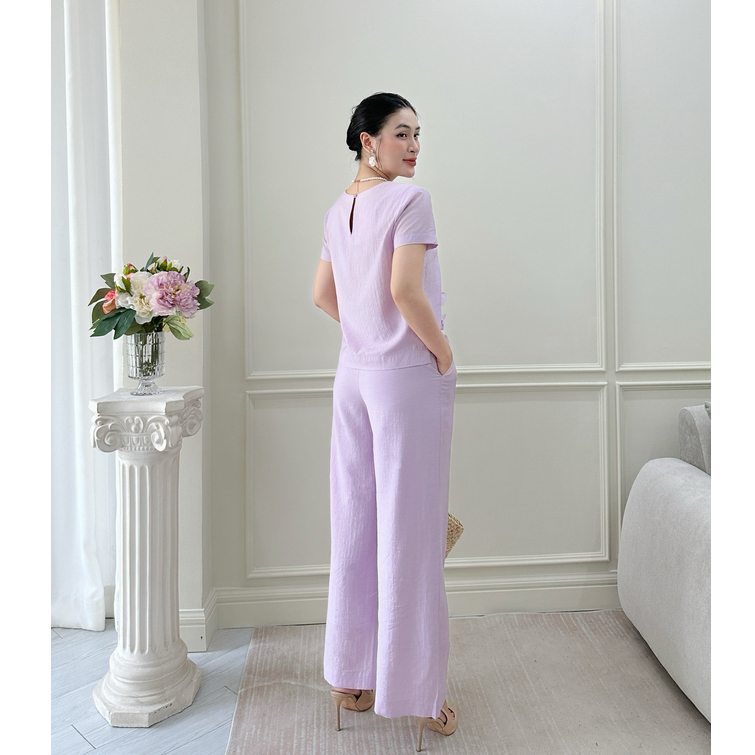 Set Đồ Nữ Cao Cấp Áo Thêu Hoa Tulip + Quần Suông 2 Lớp (48-65kg) - Thời Trang Thiết Kế Trung Niên Nữ SLINE - Qùa tặng mẹ | BigBuy360 - bigbuy360.vn