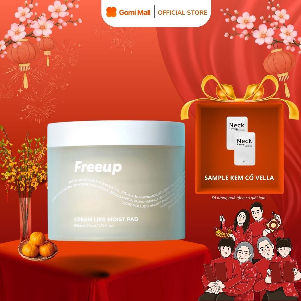 Toner Pad Dưỡng Ẩm Kết Cấu Sữa Kem Freeup Cream Like Moist Pad Hộp 80 Miếng