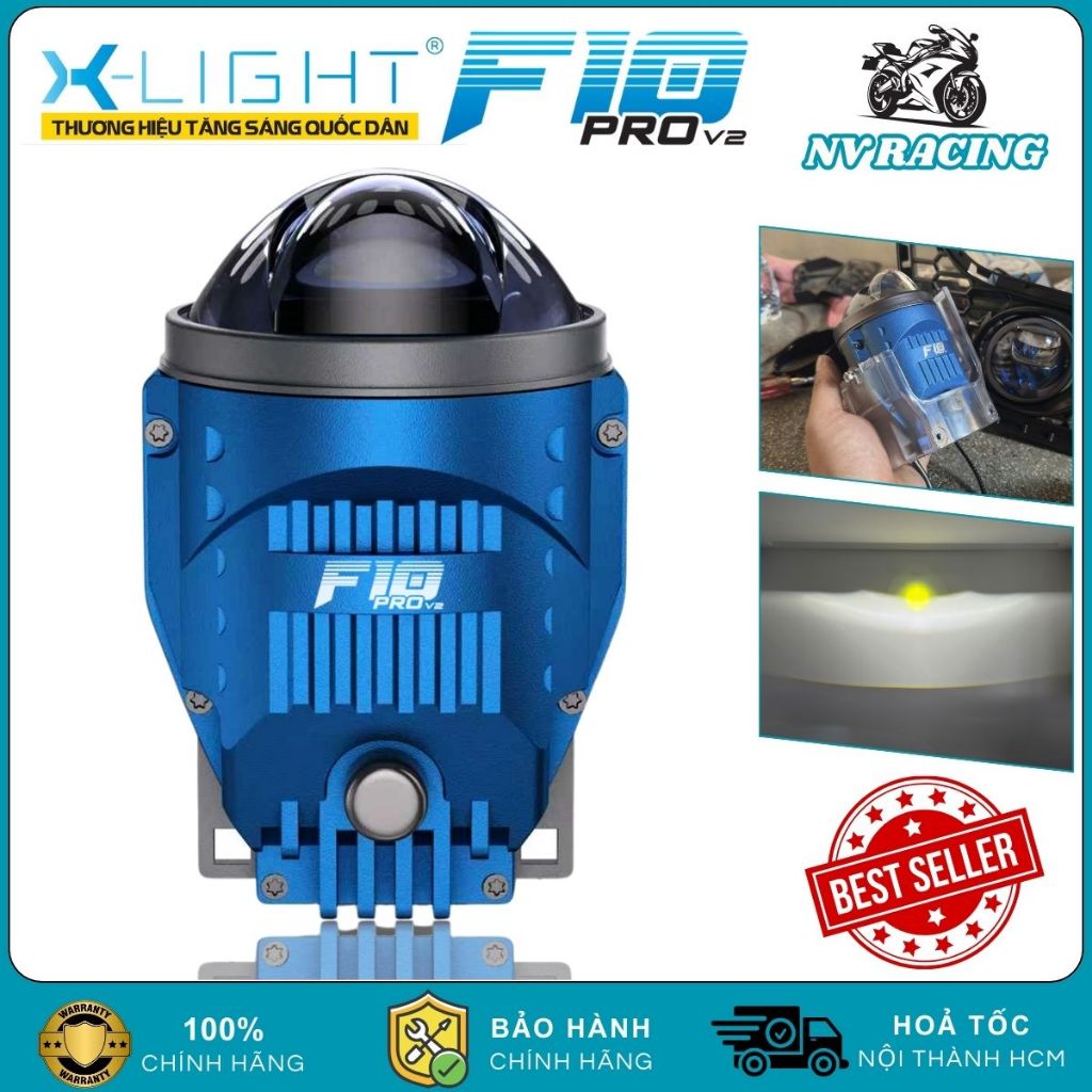 Đèn Bi Gầm X-LIGHT F10 PRO V2 65W Chính Hãng Siêu Sáng Cos Mạnh, Bi LED Nâng Cấp Đèn Xe Hơi BH 2 Năm