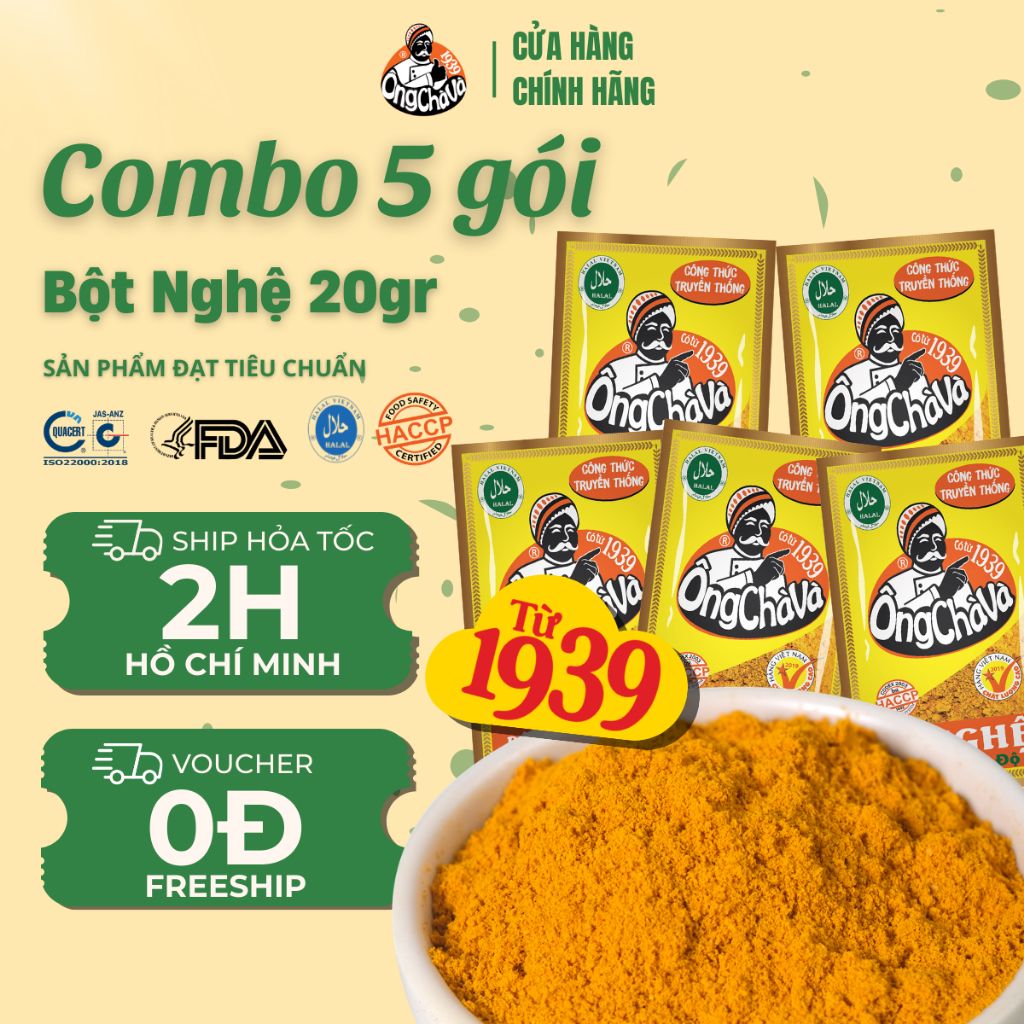Combo 5 Gói Bột Nghệ Ông Chà Và 20g (Tumeric Powder)