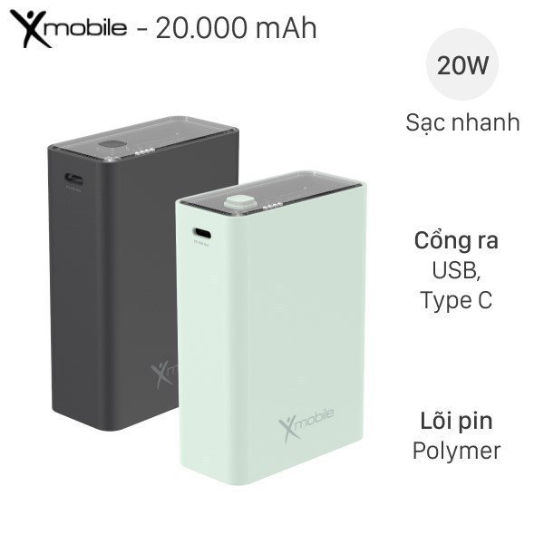 Thanh lý Polymer 20000mAh Type C PD QC3.0 20W Xmobile DS223B ( Like New )
