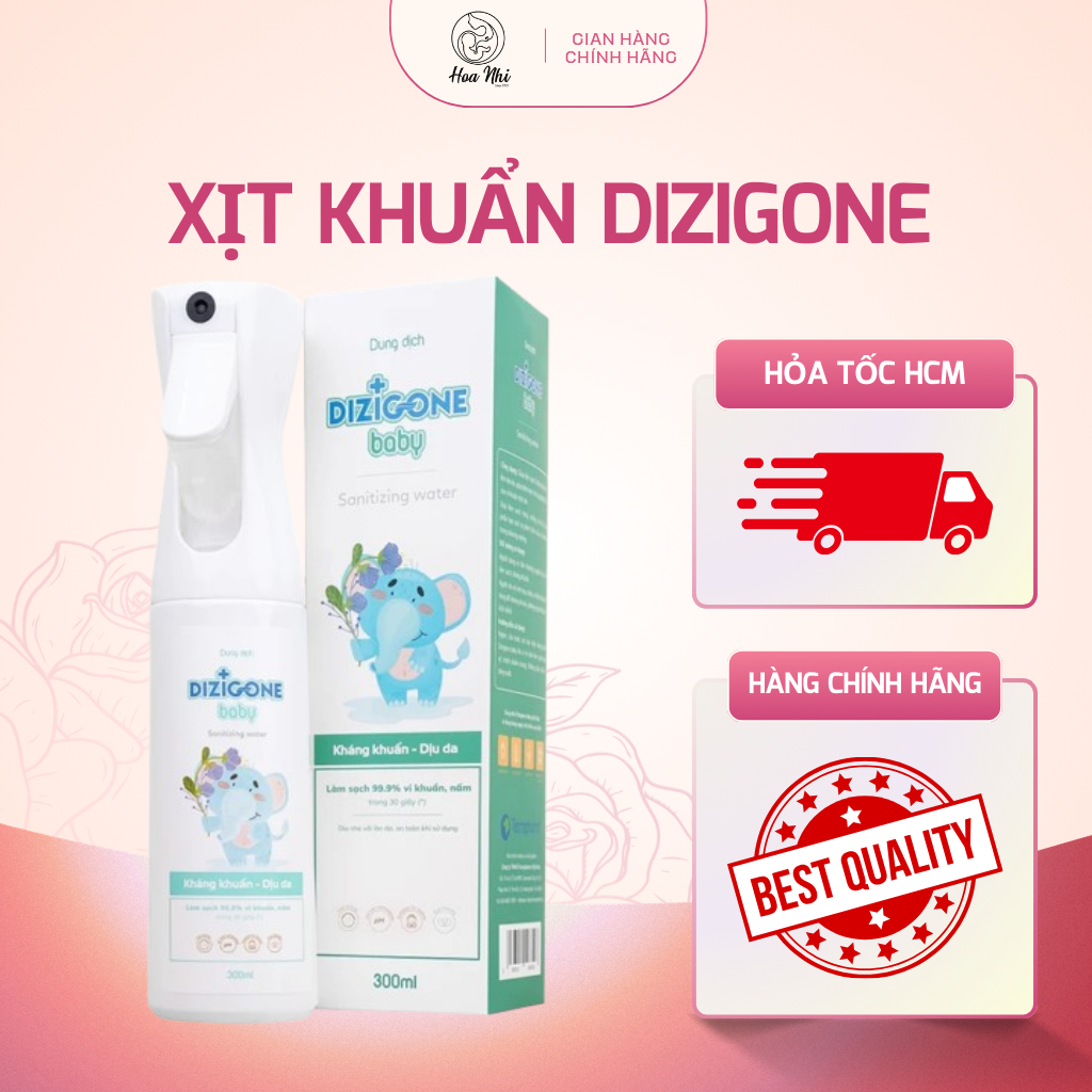 Dung dịch kháng khuẩn Dizigone Baby 300ml - Xịt kháng khuẩn dịu nhẹ cho da bé sơ sinh