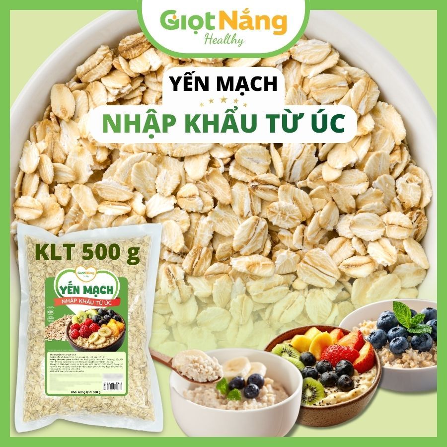 Yến Mạch Úc Nguyên Cám Cán Dẹt Cho Món Ăn Lành Mạnh Ủ Qua Đêm Với Sữa Chua Nấu Sữa Nấu Cháo từ Nông Sản Giọt Nắng